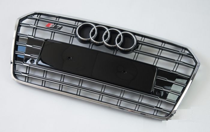 Решетка радиатора Ауди A7 G4 стиль S7, хром рамка + хром вставки (14-17 г.в.)