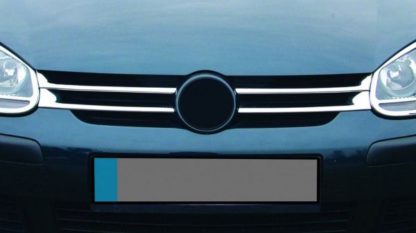 Узкие хромированные накладки на решетку (4 шт, нерж сталь) для Volkswagen Golf 5 2003-2009 гг