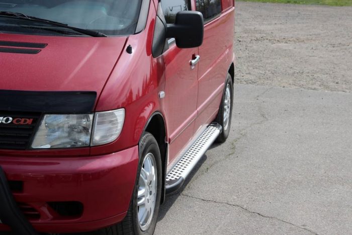 Боковые Подножки Allmond Grey (2 шт., Алюминий) для Mercedes Vito W638 1996-2003 гг