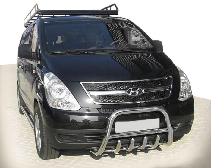 Передний силовой бампер WT003-2 (нержавейка) для Hyundai H300, H1, Starex 2008-2020 гг
