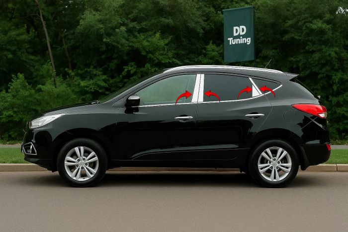 Накладки на дверные стойки из нержавеющей стали (8 шт.) для Hyundai IX-35 2010-2015 гг