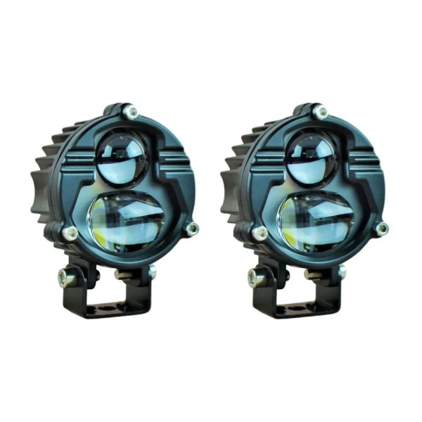 Светодиодная линзовая LED фара ACS-CD17 40Вт круглая, 2 режима (ближний свет белый + дальний свет белый), Ø65×50 мм 2 шт