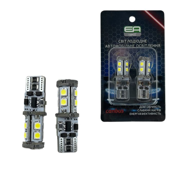 Светодиодные автолампы W5W T10 EA Light X 10SMD 3030 720Lm с обманкой Canbus в габариты