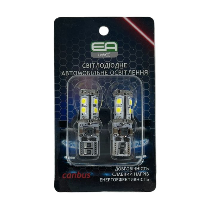 Светодиодные автолампы W5W T10 EA Light X 10SMD 3030 720Lm с обманкой Canbus в габариты