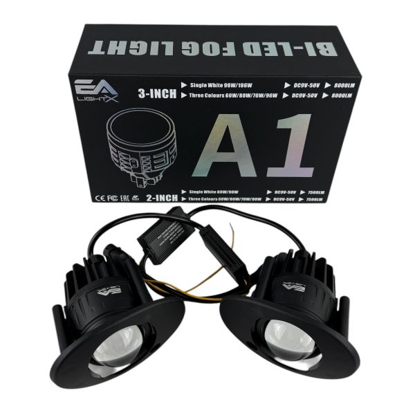 Светодиодные противотуманные фары LED линзы EA Light X A1 Honda 2" 80W 12-24V белые (комплект 2 шт.)