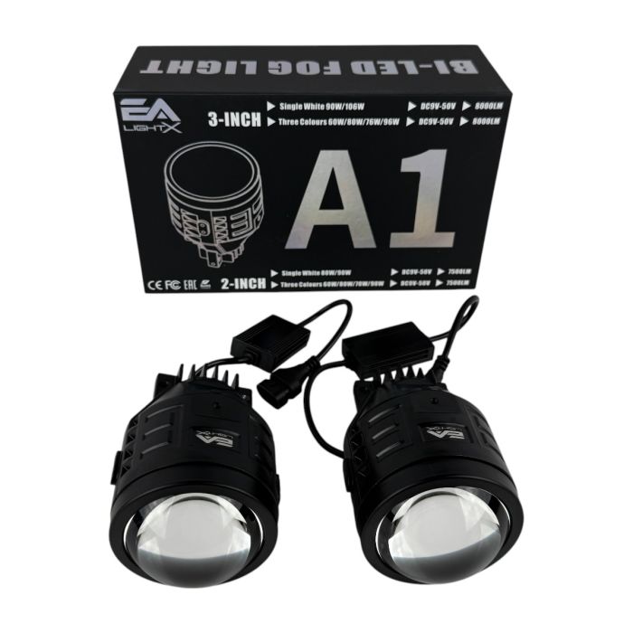 Светодиодные противотуманные фары Bi-LED линзы EA Light X A1 Toyota Land Cruiser Prado 120 90W 12-24V двухцветные бело-желтые (комплект 2 шт.)
