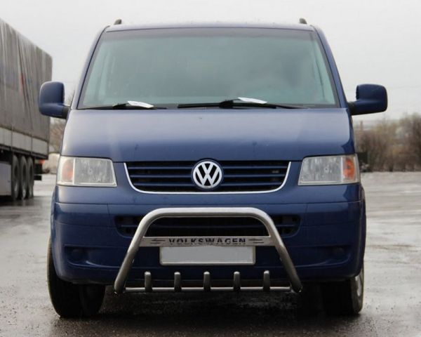 Кенгурятник WT003 (нержавейка) 60мм, с надписью для Volkswagen T5 Multivan 2003-2010 гг