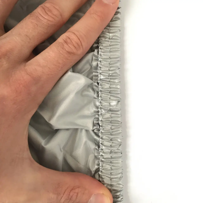 Тент автомобільний Polyester сірий ХL з кишеньками для дзеркал, блискавка на водійські двері