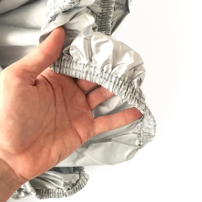 Тент автомобільний Polyester сірий ХL з кишеньками для дзеркал, блискавка на водійські двері