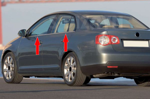 Наружные молдинги окон нержавейка (4 шт) OmsaLine - Итальянская Нержавейка для Volkswagen Jetta 2006-2011 гг