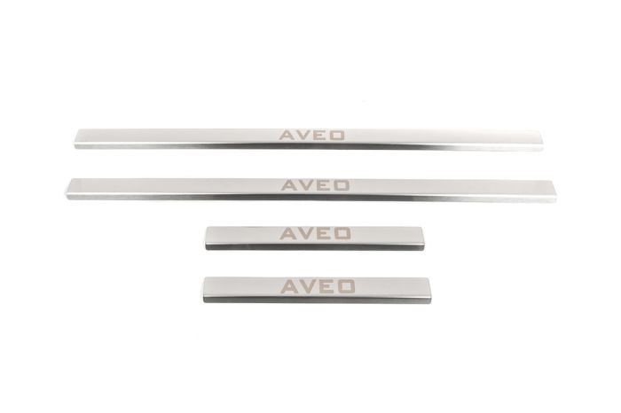Накладки на дверные пороги Carmos из нержавейки (4 шт.) для Chevrolet Aveo T250 2005-2011 гг