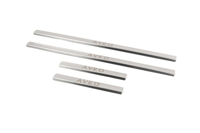 Накладки на дверные пороги Carmos из нержавейки (4 шт.) для Chevrolet Aveo T250 2005-2011 гг