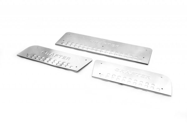 Накладки на внутренние пороги (OmsaLine) 3 шт, OmsaLine - Итальянская Нержавеющая Сталь для Volkswagen Crafter 2006-2016 гг