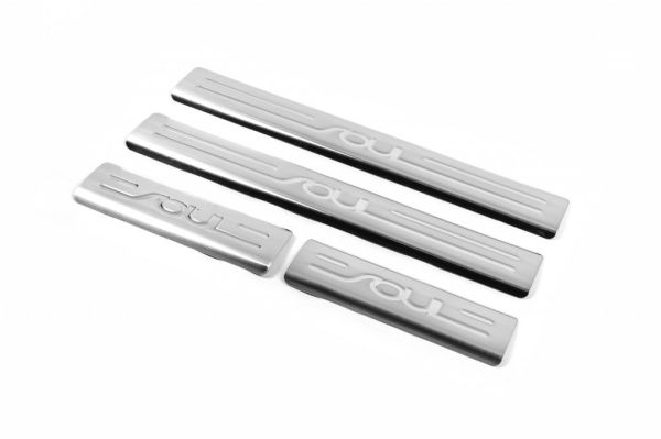 Накладки на пороги OmsaLine (4 шт., нержавейка) для Kia Soul I 2008-2013 гг