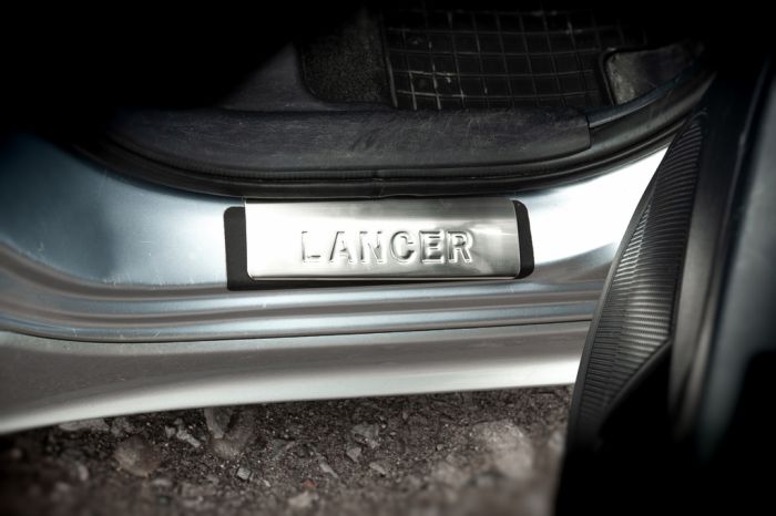 Накладки на пороги нержавейка Omsa 4 шт для Mitsubishi Lancer X 2008- гг