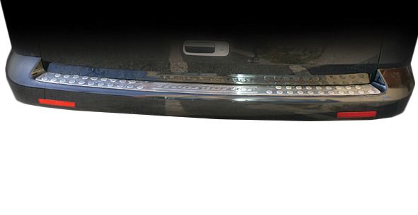 Накладка на задний бампер прямая (Omsa, нержавейка) для Volkswagen T5 Transporter 2003-2010 гг