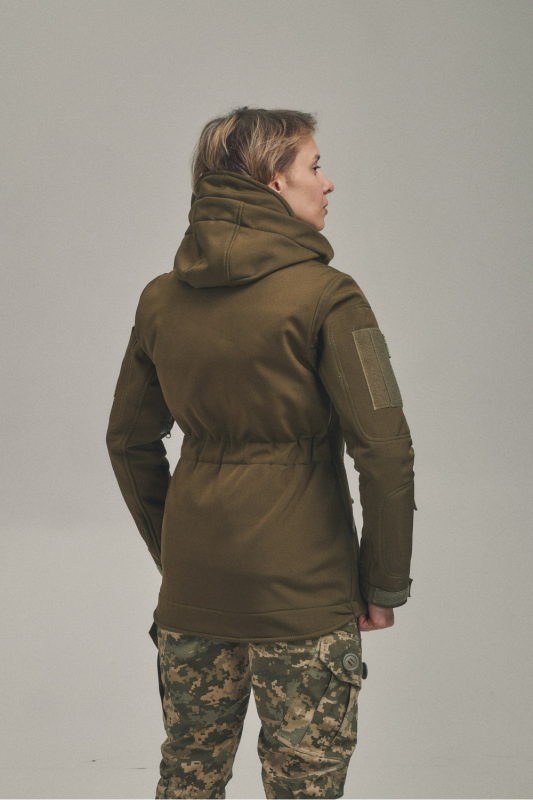 Зимняя утепленная женская FS куртка-трансформер Soft Shell 2в1, хаки