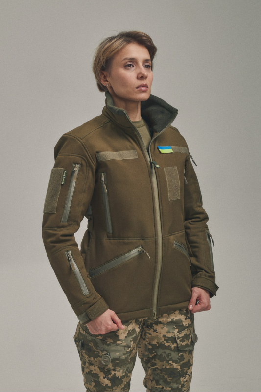 Зимняя утепленная женская FS куртка-трансформер Soft Shell 2в1, хаки