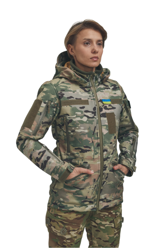 Зимняя утепленная женская FS куртка-трансформер Soft Shell 2в1, мультикам